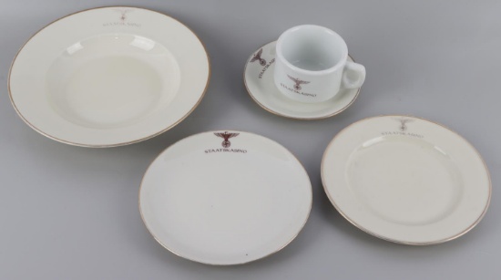 5 WWII GERMAN REICH STAATSKASINO PORCELAIN PLATES