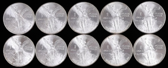 1985 MEXICO 1 ONZA SILVER LIBERTAD COIN LOT OF 10