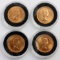 4 GREAT BRITIAN GOLD SOVEREIGN COINS 1 TROY OUNCE