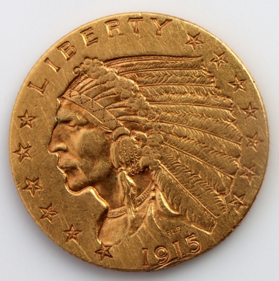 1915 GOLD $2.50 QUARTER EAGLE COIN UNCIRCULATED