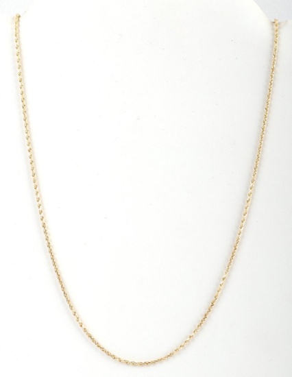 14K YELLOW GOLD ROPE CHAIN NECKLACE 30 INCH