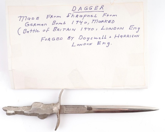 WWII LONDON 1940 DAGGER MADE FROM BOMB SCHRAPNEL