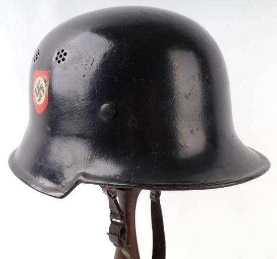 WWII GERMAN DOUBLE DECAL FIRE POLICE HELMET