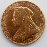 1900 GOLD VEIL HEAD VICTORIA SOVEREIGN UNC