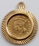 1899 PRINCESS HEAD GOLD COIN PENDANT