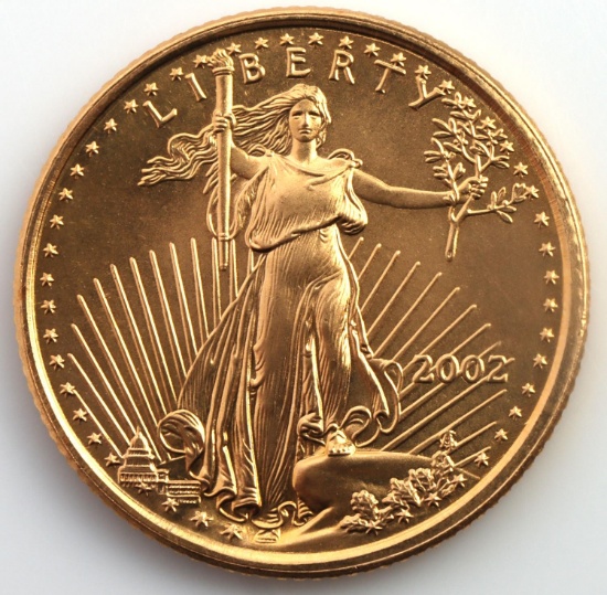 1/10TH OZ AMERICAN EAGLE GOLD COIN 2002 BU