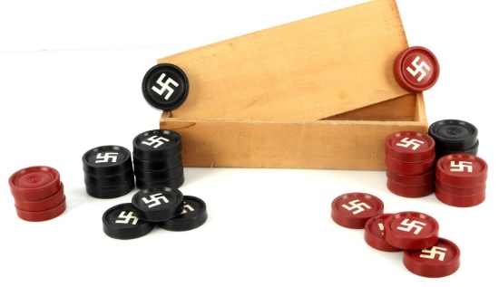 ANTIQUE SWASTIKA GOOD LUCK POKER CHIP SET