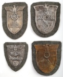 WWII GERMAN THIRD REICH SLEEVE SHIELD LOT OF 4