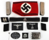 WWII GERMAN REICH NSDAP SS ARMBAND & INSIGNIA