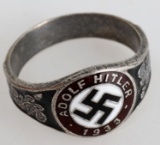 WWII GERMAN HITLER 1933 SWASTIKA SILVER RING