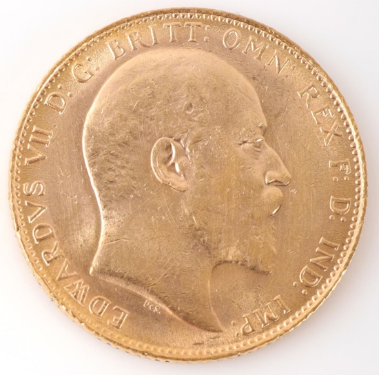 1908 GOLD EDWARD VII SOVEREIGN COIN