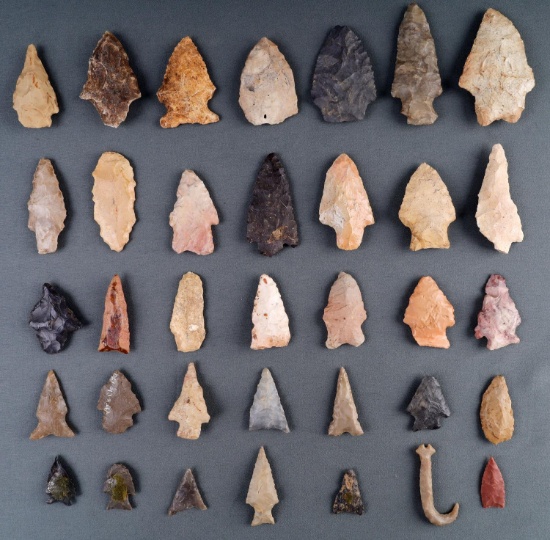 35 SOUTHEASTERN US FOUND ARCHAIC ARROWHEAD LOT