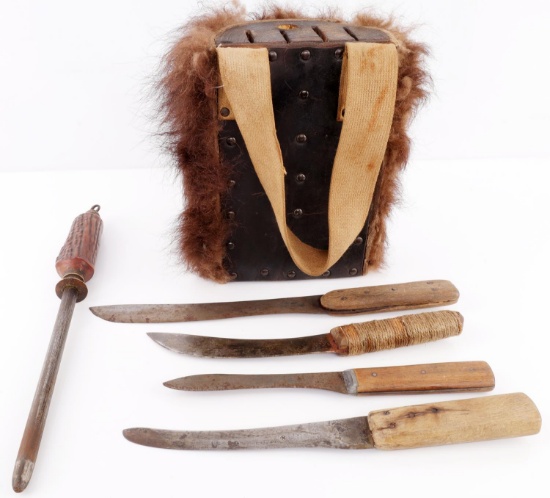 ANTIQUE BUFFALO HIDE HUNTER SKINNER PACK KIT