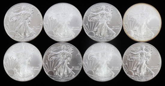 LOT 8 SILVER 1 OZT OUNCE AMERICAN EAGLE BU COINS