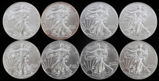 LOT 8 2012 1 0ZT OUNCE SILVER AMERICAN EAGLE COINS