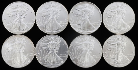 8 MIXED 1 OZT OUNCE SILVER AMERICAN EAGLE COIN LOT