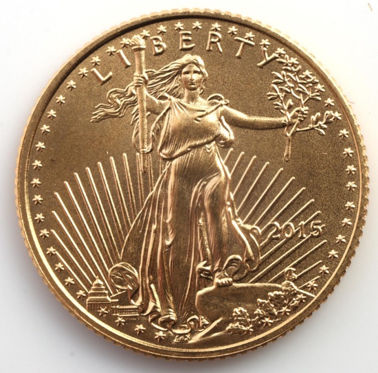 2015 GOLD 1/10 OZT OUNCE AMERICAN EAGLE BU COIN