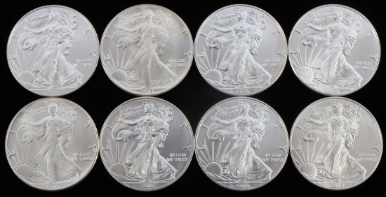 8 SILVER 1 OZT OUNCE AMERICAN EAGLE COIN LOT