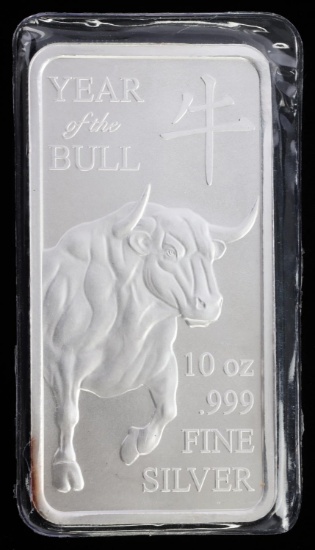 BULL 10 OZT OUNCE .999 FINE SILVER BAR INGOT