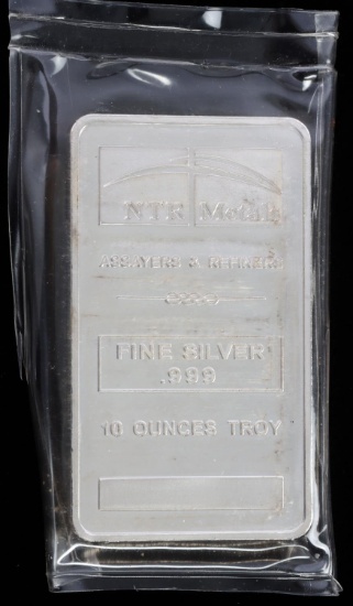 NTR METALS 10 OZT OUNCE 999 FINE SILVER BAR INGOT