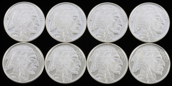 LOT OF 8 1 OZT OUNCE OF .999 SILVER BUFFALO ROUNDS