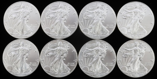 8 2013 SILVER 1 OZT OUNCE AMERICAN EAGLE BU COINS