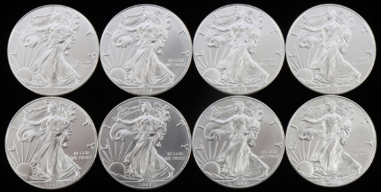 8 2017 SILVER 1 OZT OUNCE AMERICAN EAGLE BU COINS