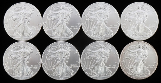 8 2013 SILVER 1 OZT OUNCE AMERICAN EAGLE BU COINS