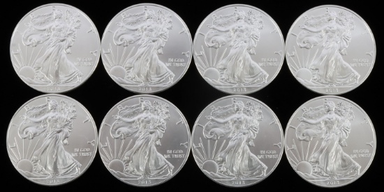 8 2013 SILVER 1 OZT OUNCE AMERICAN EAGLE BU COINS