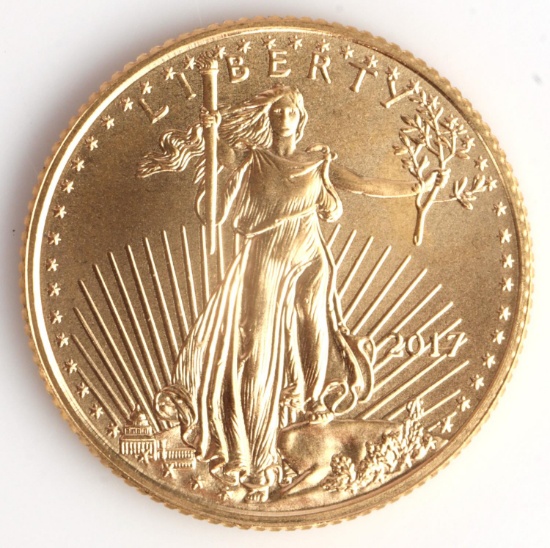 2017 GOLD 1/10 OZT OUNCE AMERICAN EAGLE BU COIN