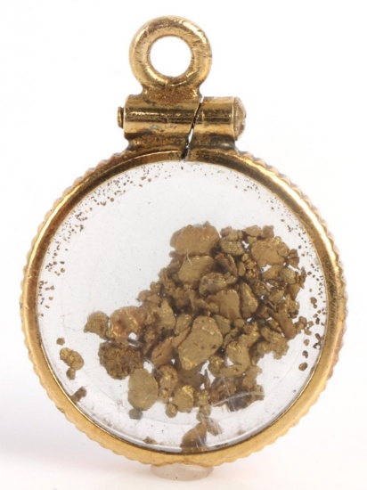 ANTIQUE GOLD NUGGETS IN GLASS PENDANT