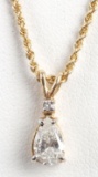 18 INCH 14K PEAR DIAMOND YELLOW GOLD NECKLACE