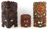 LOT OF 3 MESOAMERICAN CARVED WOOD SCULPTURE MASKS