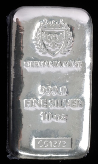 GERMANIA MINT .999 FINE SILVER 10 OZT BAR INGOT