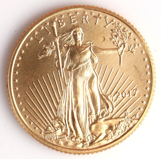 2017 GOLD 1/10 OZT OUNCE AMERICAN EAGLE BU COIN