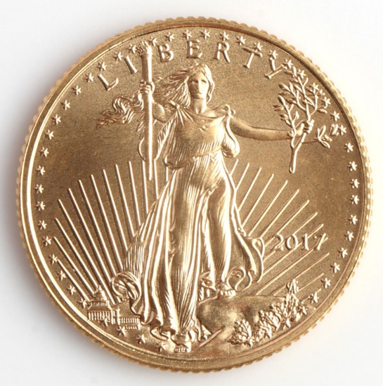 2017 GOLD 1/10 OZT OUNCE AMERICAN EAGLE BU COIN