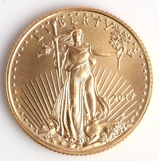 2017 GOLD 1/10 OZT OUNCE AMERICAN EAGLE BU COIN