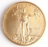 2017 GOLD 1/10 OZT OUNCE AMERICAN EAGLE BU COIN