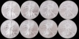 8 MIXED DATE SILVER AMERICAN EAGLE BU COIN LOT
