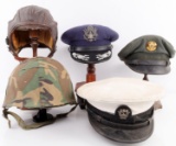 MILITARY HAT & VISOR LOT WWII KOREA VIETNAM