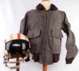 LOT US NAVY SPH3 GENTEX HELMET & G1 JACKET