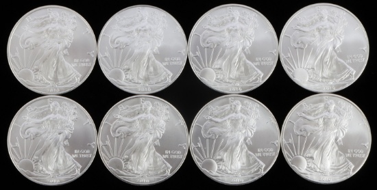 LOT 8 .999 FINE SILVER 1 OZT OUNCE BUFFALO ROUNDS