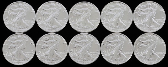 LOT 10 .999 FINE SILVER 1 OZT OUNCE BUFFALO ROUNDS