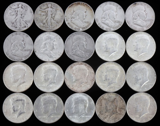 $10 FACE VALUE 90% SILVER HALF DOLLAR COIN LOT