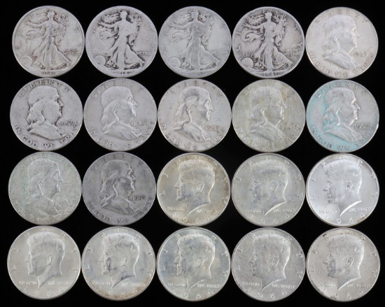 $10 FACE VALUE 90% SILVER HALF DOLLAR COIN LOT