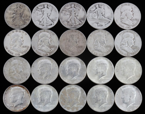 $10 FACE VALUE 90% SILVER HALF DOLLAR COIN LOT
