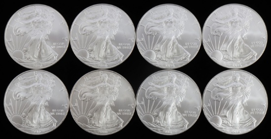8 2010 SILVER AMERICAN EAGLE 1 OZT OUNCE BU COINS