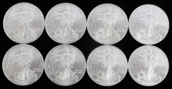 8 2010 SILVER AMERICAN EAGLE 1 OZT OUNCE BU COINS