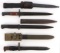 LOT OF 3 WWII GERMAN SPANISH MAUSER BAYONETS