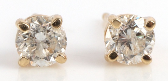 .4 CTW DIAMOND STUD 14K YELLOW GOLD EARRINGS